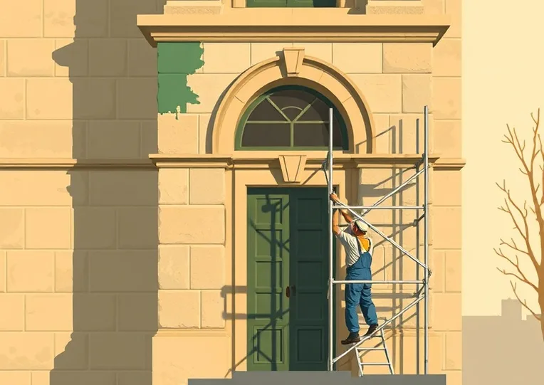 Ravalement de façade en pierre, nettoyage et application d'enduit